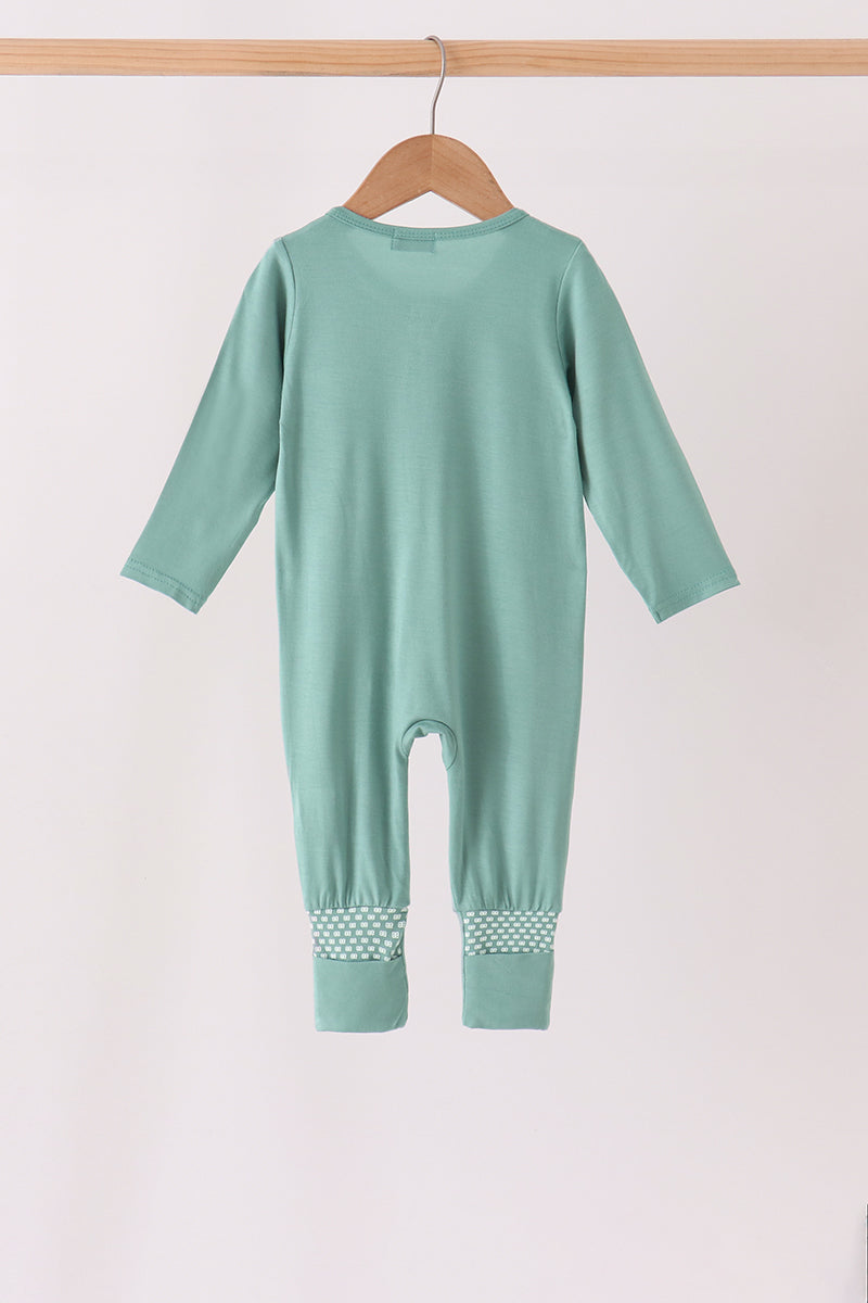 Sage zipper bamboo anti-slip romper