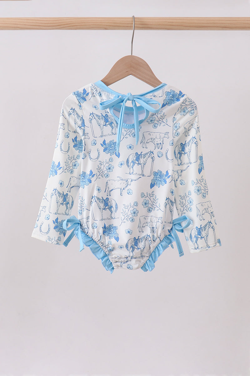 Blue farm print rashguard