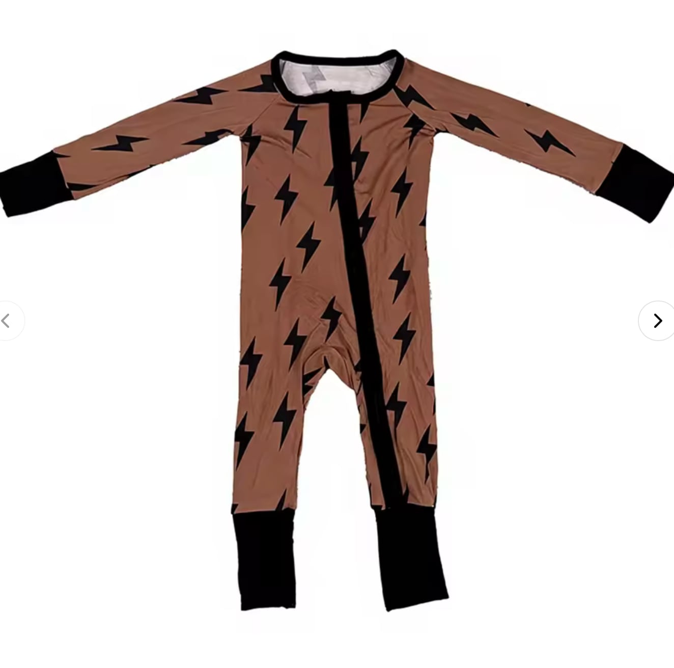 Bamboo zip sleeper lightening bolts brown
