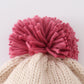 Cream XOXO knit beanie pom pom hat