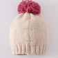 Cream XOXO knit beanie pom pom hat