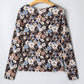 Black Floral Print Slim Long Sleeve T Shirt