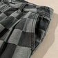 Dark Grey Checkered Denim Wide Leg Jeans