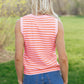 Pink Stripe Textured Knit Sleeveless Casual Sweater Top