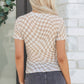 Khaki Checkered Print Mock Neck Mesh T Shirt