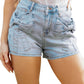 Beau Blue Bow Detail Denim Shorts with Pockets