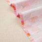 Pink Poppy Flower Striped Print Color Block Trim V Neck Short Sleeve Blouse