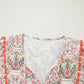 Pink Floral Print Tassel Tie V Neck Scalloped Detail Loose Mini Dress