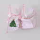 Christmas tree embroidery hair bow