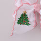 Christmas tree embroidery hair bow