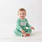 Green parade embroidery gingham romper