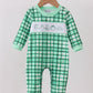 Green parade embroidery gingham romper