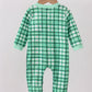 Green parade embroidery gingham romper