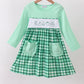 Green parade embroidery gingham dress