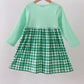 Green parade embroidery gingham dress