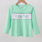 Green parade embroidery top