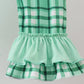 Green parade embroidery ruffle gingham pants set