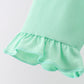 Green parade embroidery ruffle gingham pants set