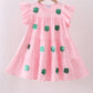 Pink clover sequin ruffle tiered dress