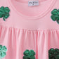 Pink clover sequin ruffle tiered dress