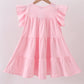 Pink clover sequin ruffle tiered dress