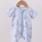 Blue bunny egg bamboo romper