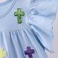 Blue cross sequin tiered dress