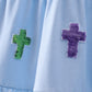 Blue cross sequin tiered dress