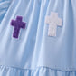 Blue cross sequin tiered dress