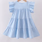 Blue cross sequin tiered dress