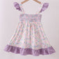 Purple floral smocked ruffle dress