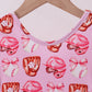 Pink bow baseball bamboo jumpsuit