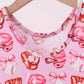 Pink bow baseball bamboo jumpsuit