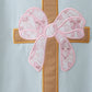 Blue bowknot cross applique top