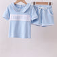 Blue brother embroidery pocket shorts set