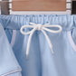 Blue brother embroidery pocket shorts set