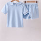 Blue brother embroidery pocket shorts set