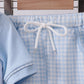 Blue brother smocked shorts set