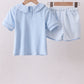 Blue brother smocked shorts set