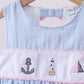 Blue sailboat embroidery jacquard shorts set
