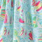 Blue sailboat print ruffle shorts set