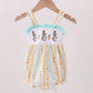 Floral bunny embroidery ruffle bubble