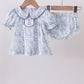 Navy bunny embroidery floral peter pan collar bloomer set