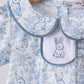 Navy bunny embroidery floral peter pan collar bloomer set