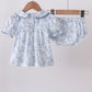 Navy bunny embroidery floral peter pan collar bloomer set