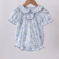 Navy bunny embroidery floral peter pan collar bubble