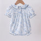 Navy bunny embroidery floral peter pan collar bubble