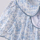 Navy bunny embroidery floral peter pan collar shorts set