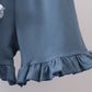 Navy bunny embroidery floral peter pan collar shorts set