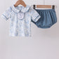 Navy bunny embroidery peter pan collar bloomer set